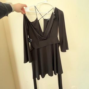 NastyGal Off the Shoulder Black Dress
